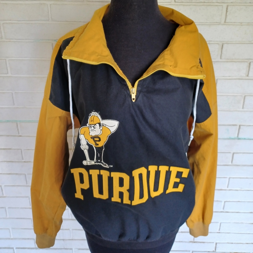 Vintage Purdue Boilermakers Quarter Zip Pullover Sweater Hummer Sportswear Large